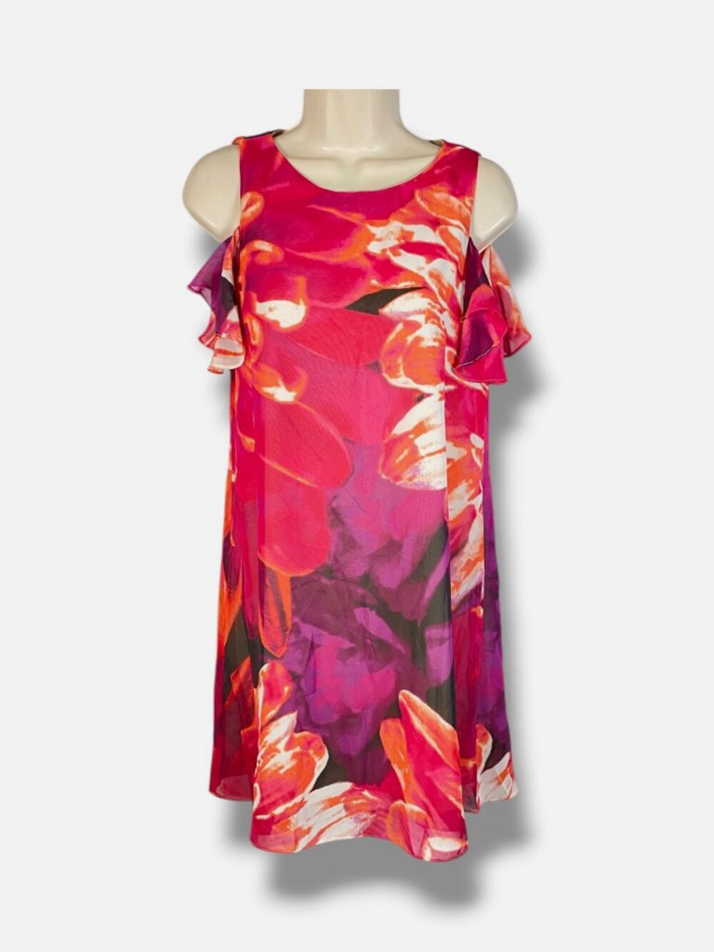 Kensie Women's Purple Floral Cold Shoulder Mini Dress Size 6